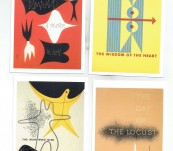 Alvin Lustig Dust Jacket design for New Directions – 50 Postcard style Illustrations.